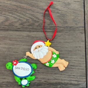 Santa and Turtle Christmas Ornament “San Diego”